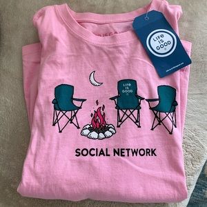 NWT XS Life is Good Crusher long sleeve Pink t-shirt